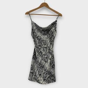 Cotton Candy LA Women’s Size Small Gray Snake Print Cowl Neck Mini Slip Dress